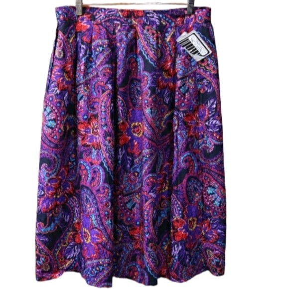 The New York Clothing Co Floral Mosaic Print Midi Skirt Beautiful Bright Colorfu - Picture 1 of 12